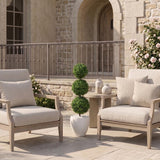 3.5’ Boxwood Triple Ball Topiary Artificial Tree in White Planter (Indoor/Outdoor)