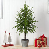 35” Christmas Artificial Tree in Decorative Planter