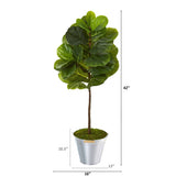 3.5’ Fiddle Leaf Artificial Tree in Tin Bucket (Real Touch)