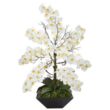 35” Mixed Phalaenopsis Orchid Artificial Arrangement in Black Vase