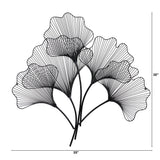 35” Modern Ginkgo Leaf Metal Wall Art Decor
