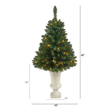 3.5’ Northern Rocky Spruce Artificial Christmas Tree with 50 Clear Lights and 154 Bendable Branches in Sand Colored Urn