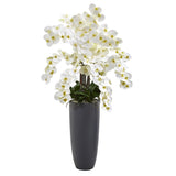 3.5’ Phalaenopsis Orchid Artificial Arrangement in Gray Vase