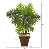 3.5’ Philodendron Artificial Plant in Brown Planter (Real Touch)