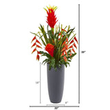 3.5’ Tropical Flowers and Succulent Artificial Plant in Planter