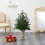 3.5’ Yukon Mixed Pine Artificial Christmas Tree with 213 Bendable Branches in Sand Colored Urn