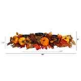 36” Autumn Maple Leaves, Pumpkin and Berries Fall Harvest Candelabrum Arrangement