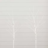 36" Pre-Lit Artificial White Birch Branches with 150 Warm White LED Lights - Set of 2