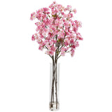 37” Cherry Blossom Artificial Arrangement in Glass Vase