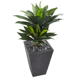 37” Double Agave Succulent Artificial Plant in Slate Planter
