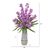 37” Orchid Arrangement in Vase with Trimming
