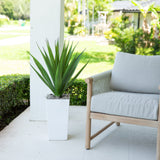 37" UV Resistant Artificial Agave Plant in White Tower Planter (Indoor/Outdoor)