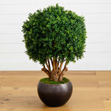 38” Boxwood Artificial Topiary Tree in Decorative Bowl (Indoor/Outdoor)