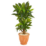 38” Corn Stalk Dracaena Artificial Plant in Terra-Cotta Planter (Real Touch)