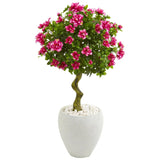39” Azalea Artificial Topiary Tree in White Planter