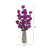 39” Bougainvillea Artificial Arrangement in Stoneware Vase
