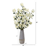 39” Bougainvillea Artificial Arrangement in Stoneware Vase