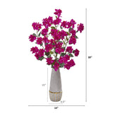 39” Bougainvillea Artificial Arrangement in Stoneware Vase