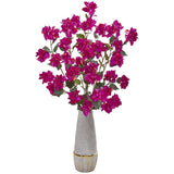 39” Bougainvillea Artificial Arrangement in Stoneware Vase