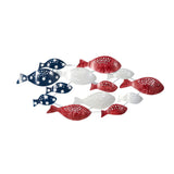 39" Patriotic Metal Fishes Wall Art Décor"