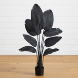 4' Artificial Halloween Black Traveler's Palm Tree