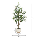 4’ Artificial Olive Tree in White Decorative Planter