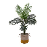 4' Artificial Paradise Palm Tree in Yellow Striped Basket