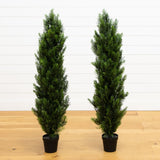 4’ Artificial Topiary Cedar Tree UV Resistant (Indoor/Outdoor) - Set of 2