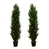 4’ Artificial Topiary Cedar Tree UV Resistant (Indoor/Outdoor) - Set of 2