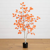 4' Autumn Paper Birch Artificial Fall Tree