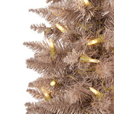 4’ Champagne Pencil Artificial Christmas Tree with 150 (multifunction) Clear LED Lights