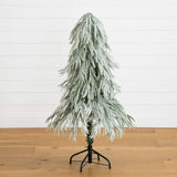 4' Artificial Pre-Lit Flocked Down Swept Christmas Tree with 110 Warm White LED Lights