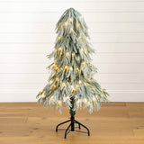4' Artificial Pre-Lit Flocked Down Swept Christmas Tree with 110 Warm White LED Lights