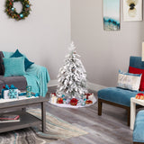 4' Flocked Montana Down Swept Spruce Artificial Christmas Tree with 70 Clear LED Lights