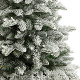 4’ Flocked North Carolina Fir Christmas Tree with 250 Warm White Lights and 779 Bendable Branches