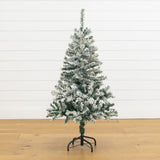 4' Flocked Rock Springs Spruce Artificial Christmas Tree with 100 Clear LED Lights