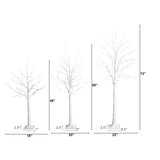 4' 5' 6' Pre-Lit Artificial  White Birch Trees - Set of 3