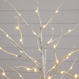 4' 6' 8' Pre-Lit Artificial White Birch Trees with LED Lights - Set of 3