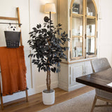 4' Artificial Halloween Black Ficus Tree with Natural Trunk