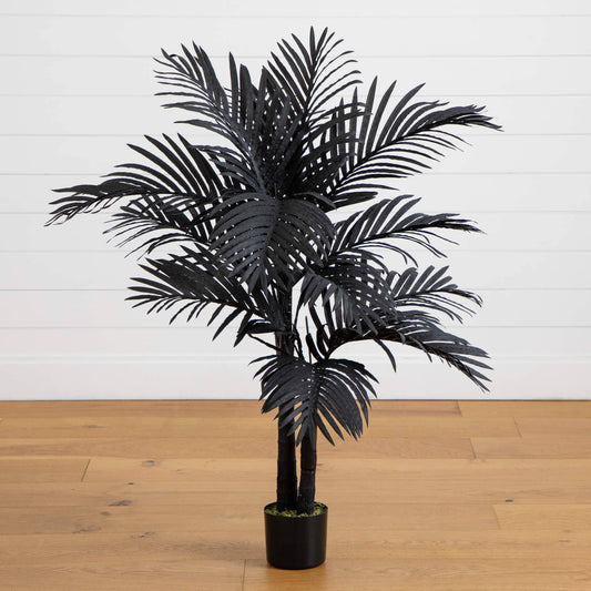 4' Artificial Halloween Black Golden Cane Tree