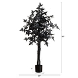 4' Artificial Halloween Black Maple Tree with Natural Trunk