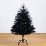 4' Artificial Halloween Black Pampas Grass Christmas Tree