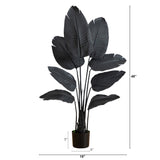 4' Artificial Halloween Black Traveler's Palm Tree