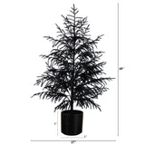 4' Artificial Halloween Real Touch Black Norfolk Pine Christmas Tree with Natural Look