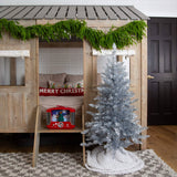4' Artificial Silver Christmas Tree with 130 Cool White LED Lights