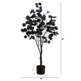 4' Pre-Lit Artificial Halloween Black Eucalyptus Tree with 160 Orange & Purple LED Lights