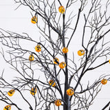4' Pre-Lit Artificial Halloween Black Twig Tree with 24 Orange LED Pumpkin Shaped Lights