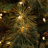 4' Pre-Lit Artificial Mixed Pine Snowed Christmas Tree with Pinecones in Decorative Planter with 60 Warm White LED Lights