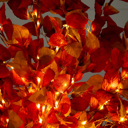 4' Pre-Lit Autumn Artificial Fall Tree with 160 Warm White LED Lights