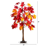 4' Pre-Lit Autumn Weeping Maple Artificial Fall Tree with 180 Warm White LED Lights